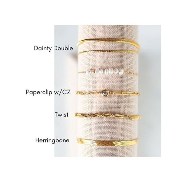 Waterproof Gold Bracelets YOU PICK 2! Non-tarnish Gold chain Bracelet stack CUTE - Picture 2 of 10